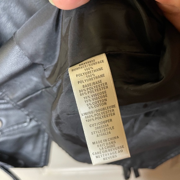 Max Studio Sleek Faux Black Leather Biker Jacket Sz M NWT - Picture 3 of 5